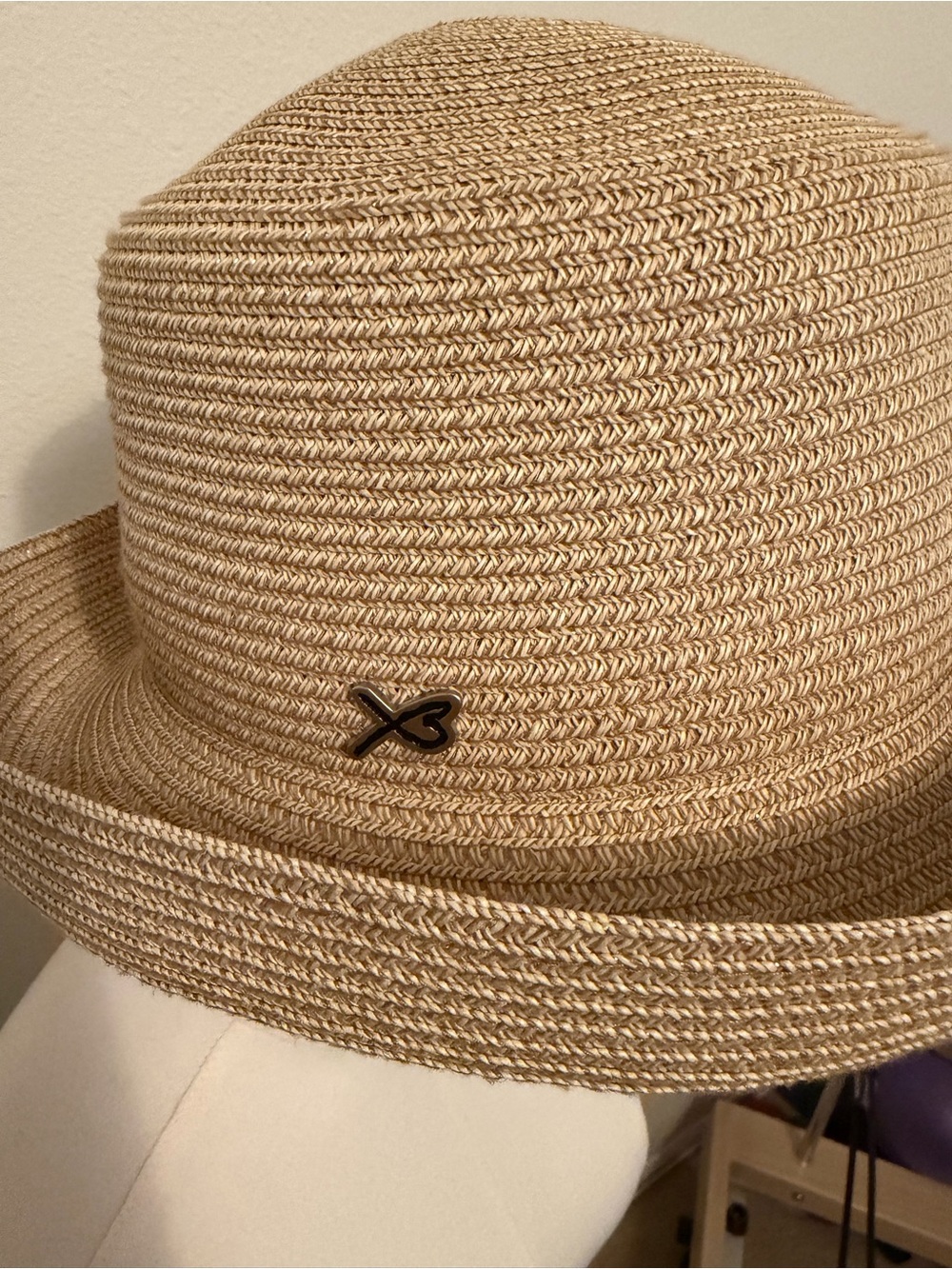 Betmar NY - Straw Fedora Hat with Metal Logo - Natural Beige - Picture 4 of 6